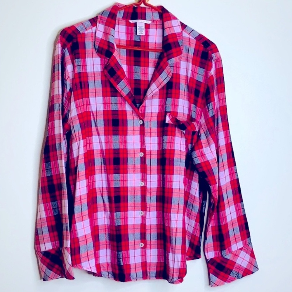 Victoria’s Secret | Large Red Plaid Casual Button Down Shirt Long Sleeve Fall